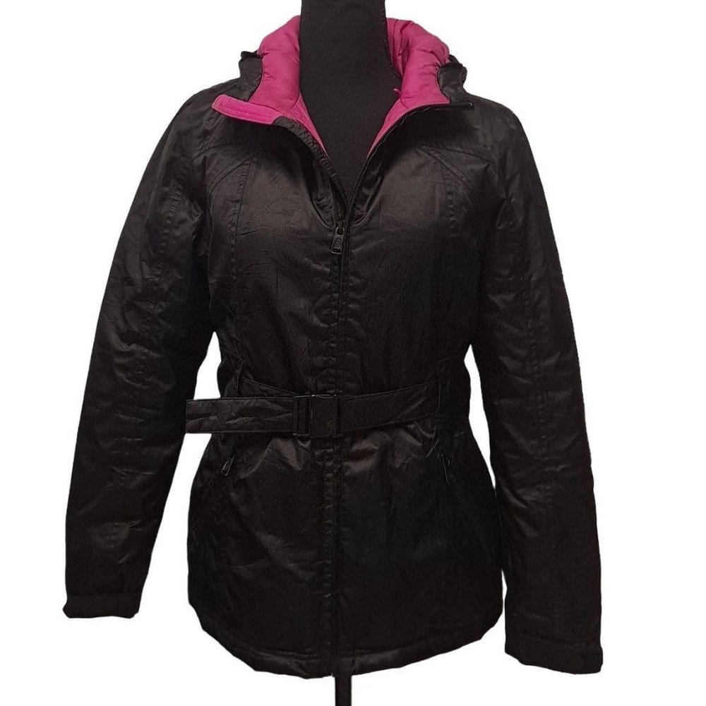 The North Face Womens Black Hot Pink Long Sleeve Full Zipper Jacket Size Small